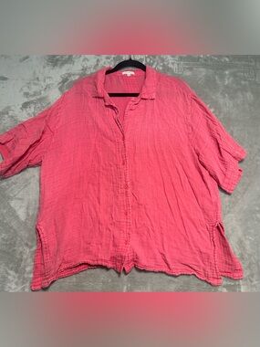Z Supply Wave Breaker Gauze Button Down Shirt Women’s XL Pink